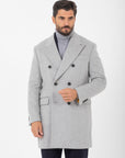 Cappotto Manuel Ritz doppiopetto panno in misto lana grigio