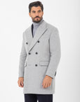 Cappotto Manuel Ritz doppiopetto panno in misto lana grigio