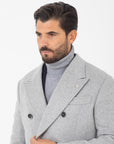 Cappotto Manuel Ritz doppiopetto panno in misto lana grigio