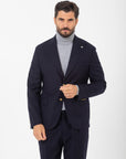 GiaccaManuel Ritz monopetto a lancia lana stretch blu