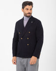 Giacca Manuel Ritz doppiopetto lana cotone blu