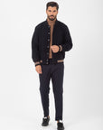 Bomber Manuel Ritz panno diagonale misto lana blu