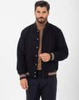 Bomber Manuel Ritz panno diagonale misto lana blu