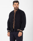 Bomber Manuel Ritz panno diagonale misto lana blu