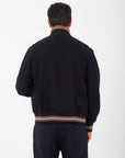 Bomber Manuel Ritz panno diagonale misto lana blu