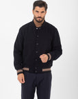 Bomber Manuel Ritz panno diagonale misto lana blu