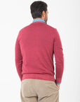 Girocollo Paul Miranda in lana merino tintura used - bordeaux