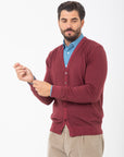 Cardigan Paul Miranda in lana merino tintura used - Bordeaux