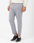 Pantalone con pinces flanella di lana stretch grigio