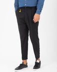 Pantalone con pinces flanella di lana stretch nero