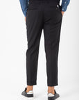 Pantalone con pinces flanella di lana stretch nero