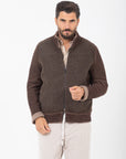 Bomber Bellwood in tessuto velour e finiture in maglia - Moro