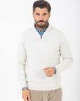 Lupetto Bellwood con zip in seta e cashmere - Panna