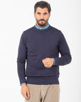 Girocollo Paul Miranda in lana merino tintura used - Blu