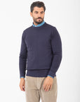 Girocollo Paul Miranda in lana merino tintura used - Blu