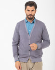 Cardigan Paul Miranda in lana merino tintura used - GRIGIO